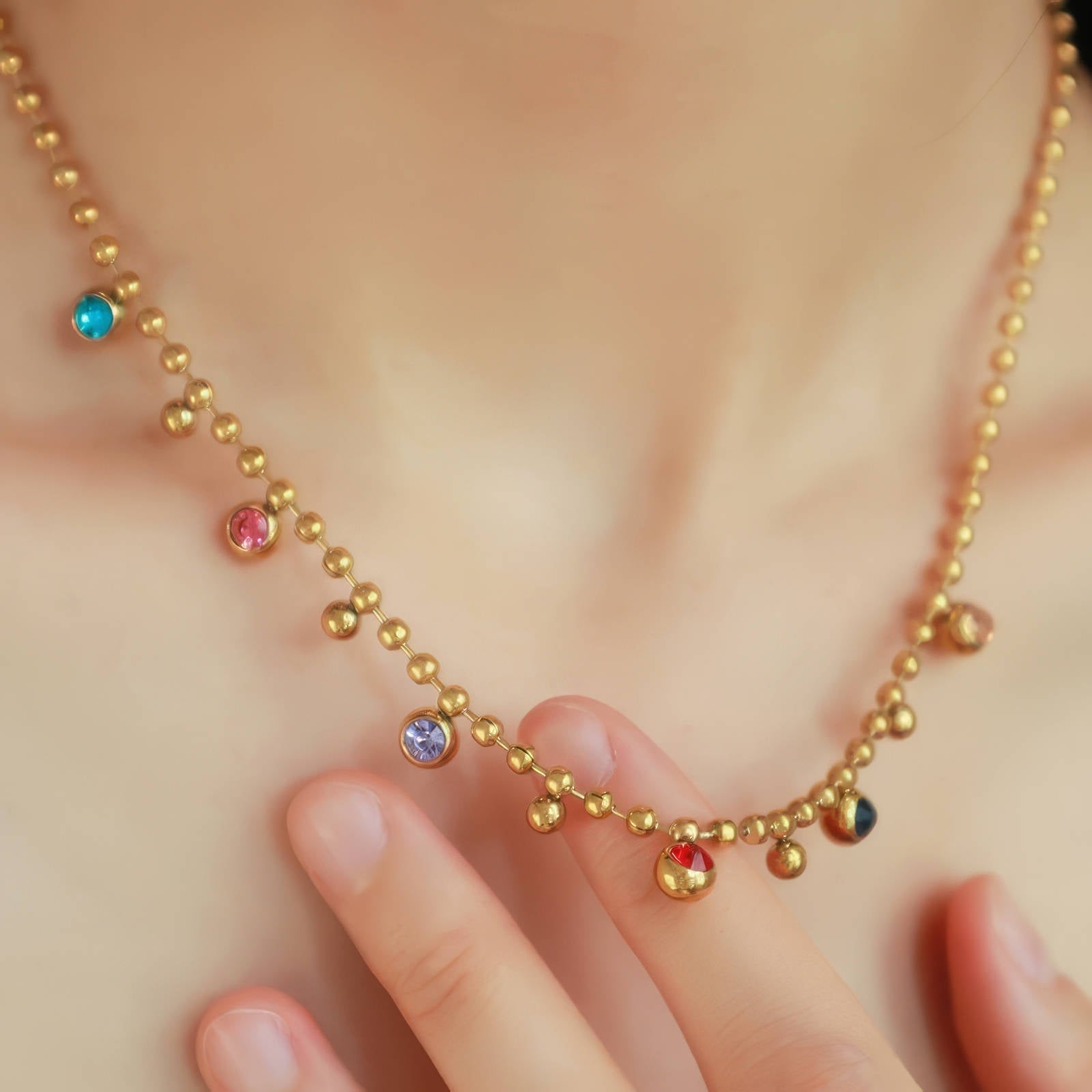 Necklace, 18K Gold Plated Steel