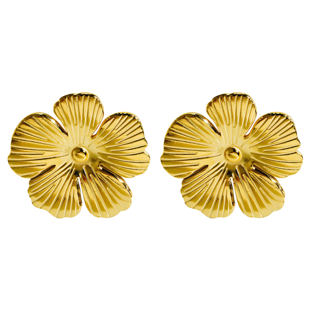 Flowers Earrings, 18K Gold Plated Steel