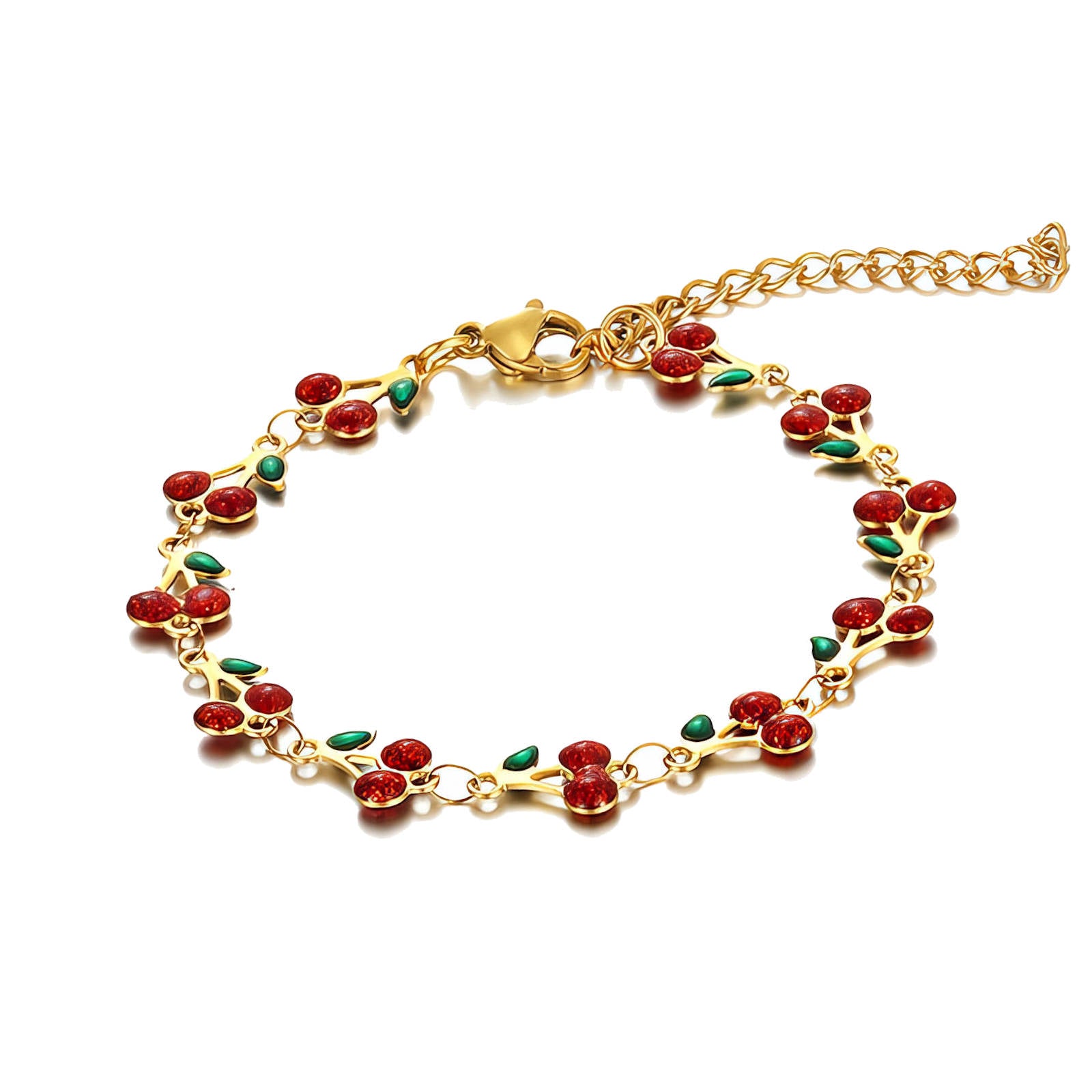 Cherry Bracelet, 18K Gold Plated Steel