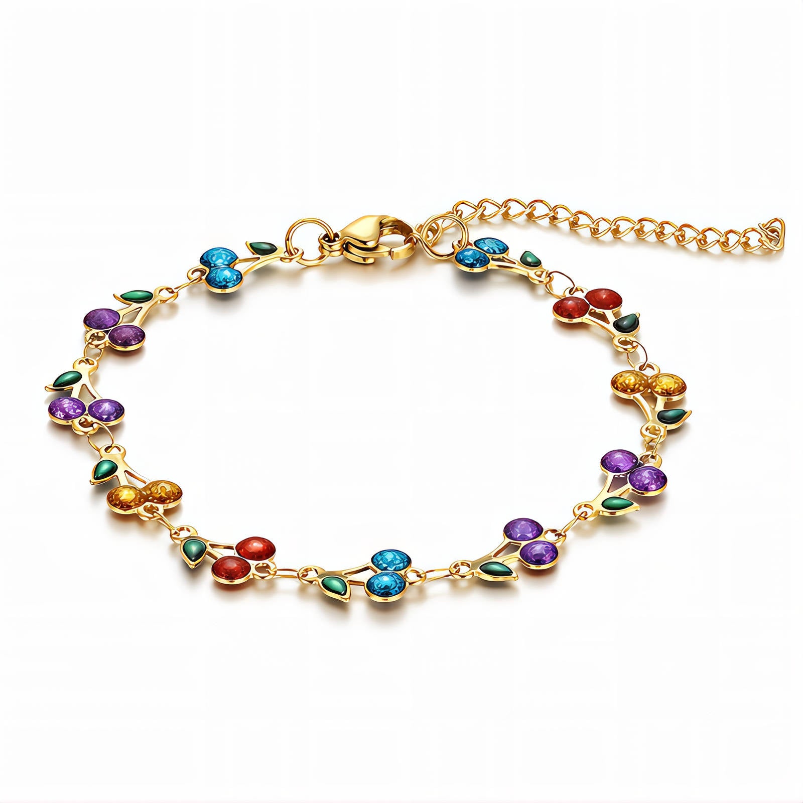 Cherry Bracelet, 18K Gold Plated Steel
