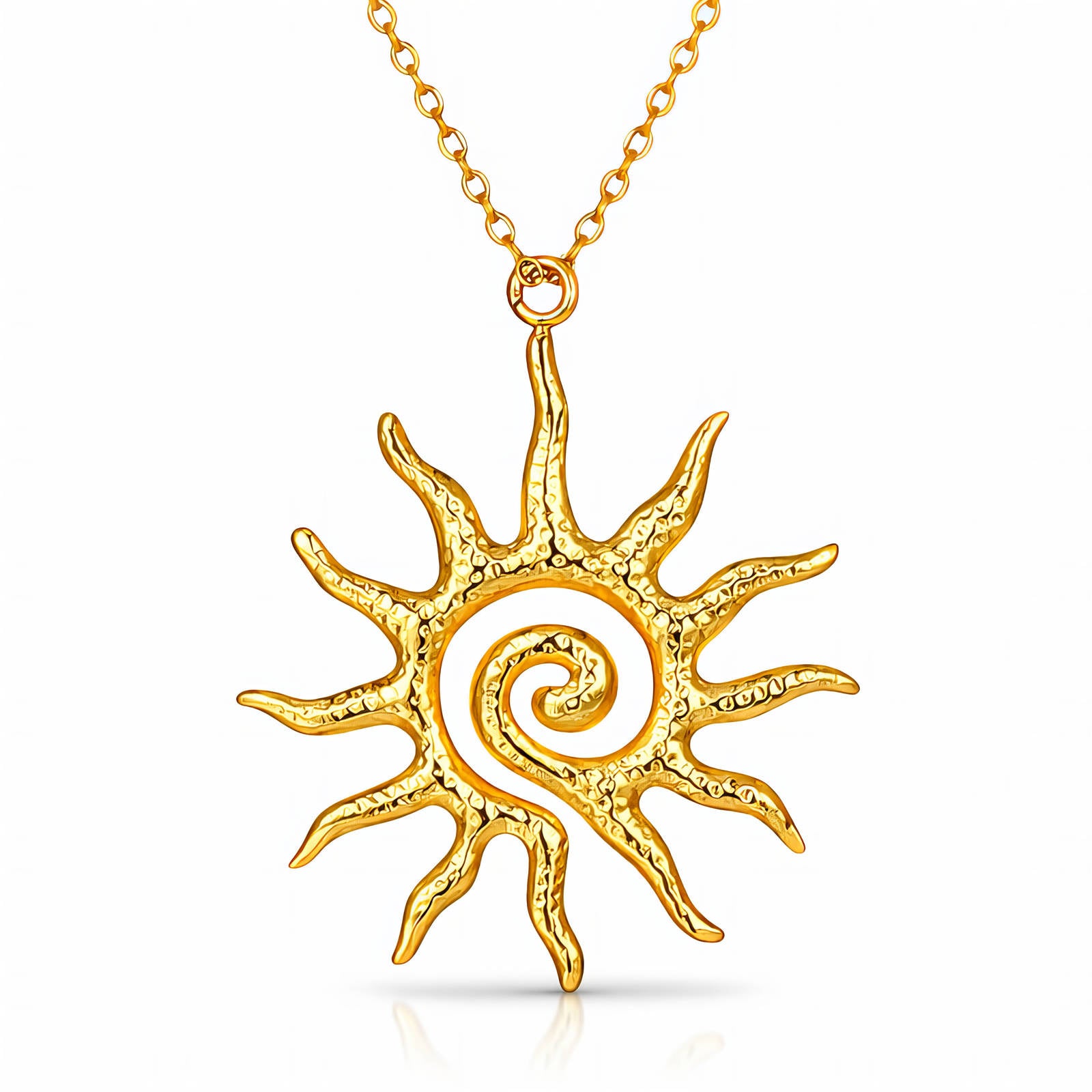 Sun Necklace, 18K Gold Plated Steel