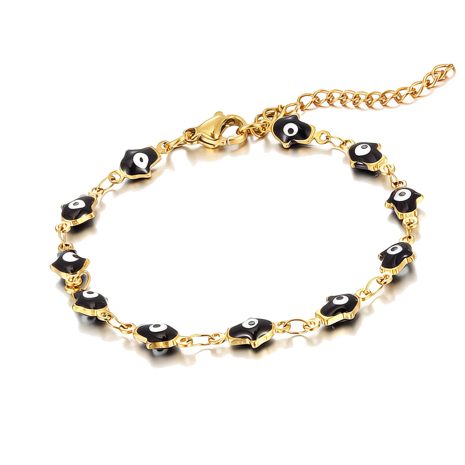 Evil Eyes Bracelet, 18K Gold Plated Steel