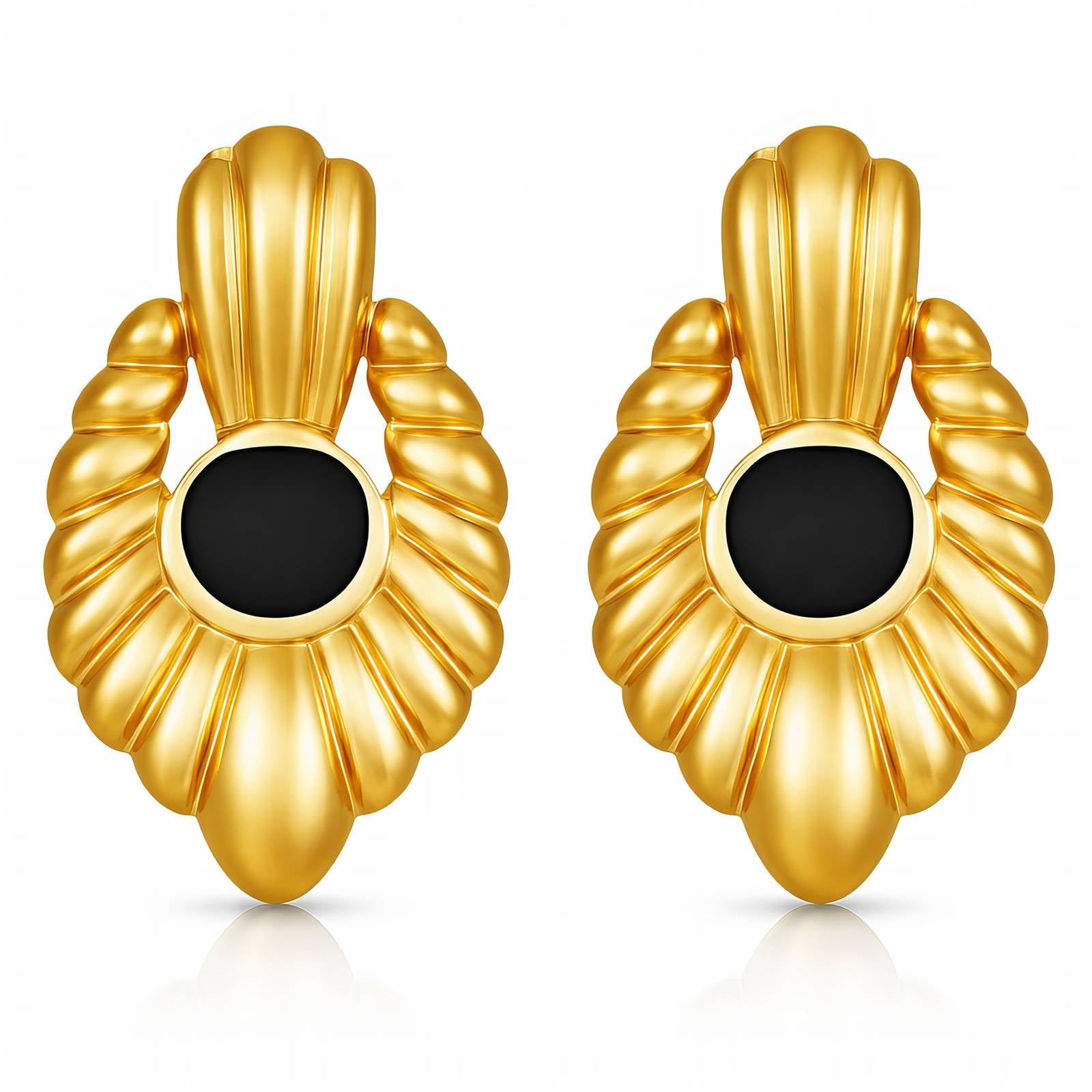 Earrings, 18K Gold Plated Steel