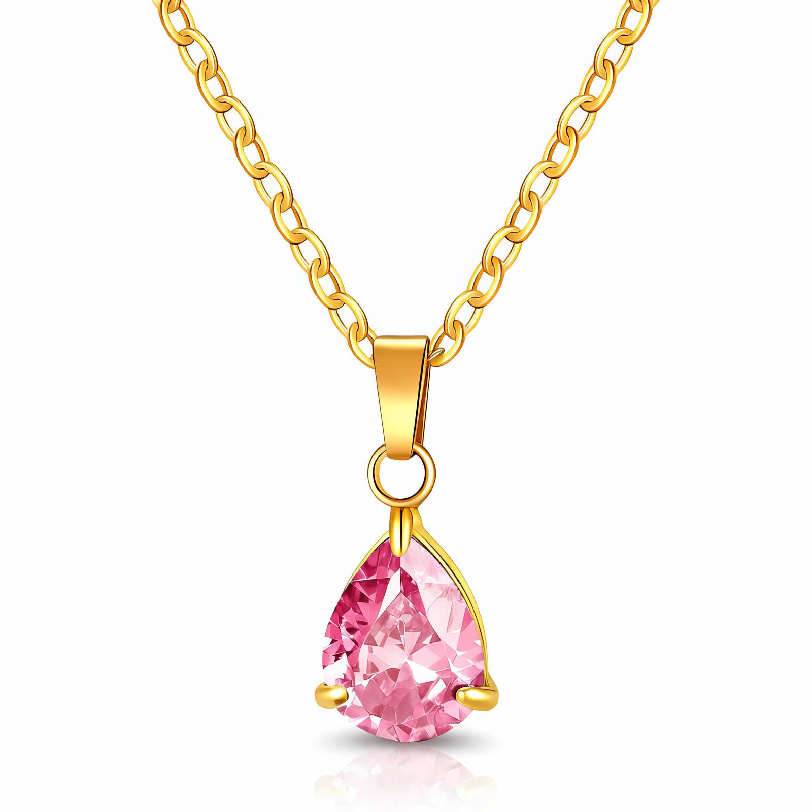 Teardrop Necklace, 18K Gold Plated Steel