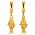 Fish Earrings, 18K Gold Plated Steel