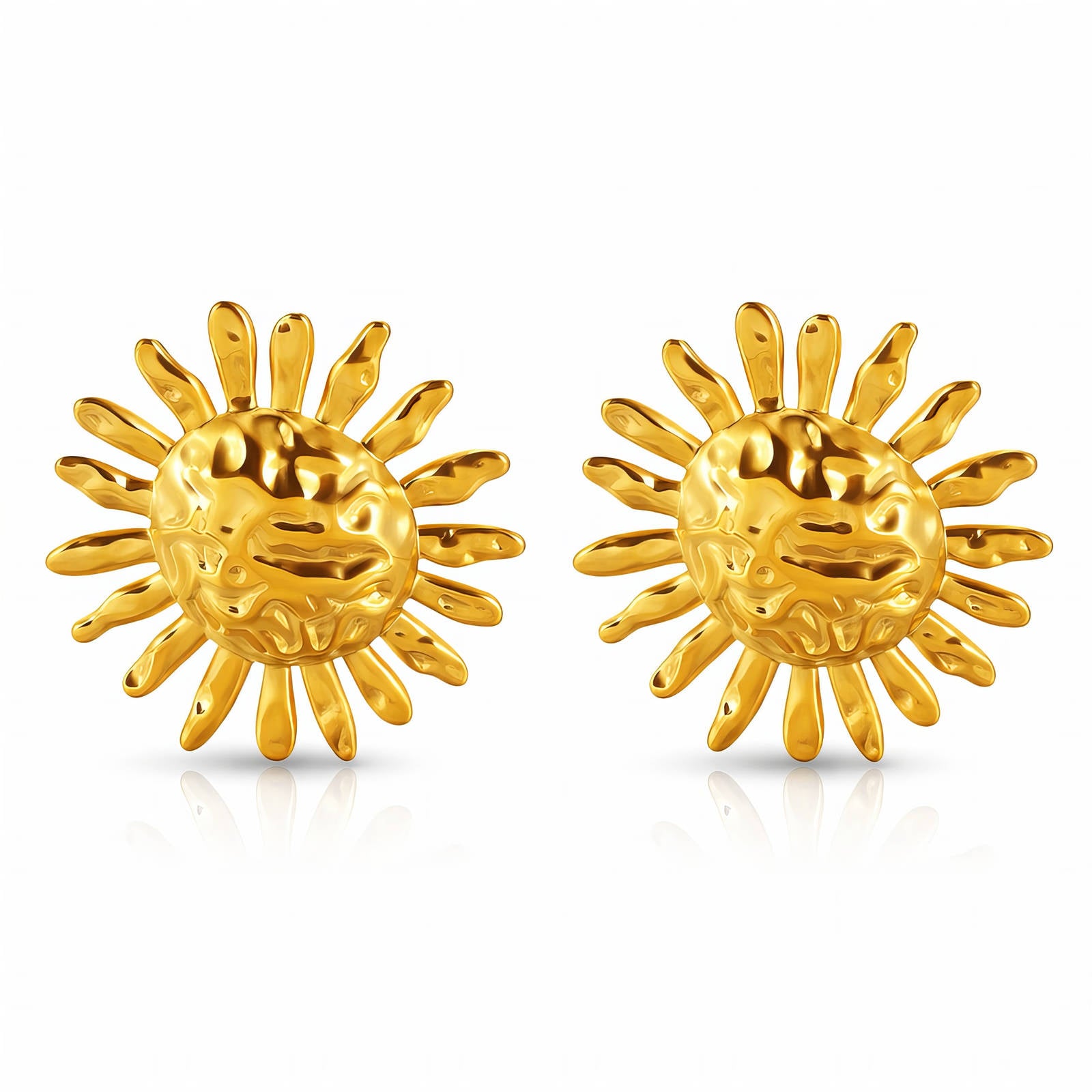 Suns Earrings, 18K Gold Plated Steel