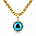 Evil Eye Necklace, 18K Gold Plated Steel