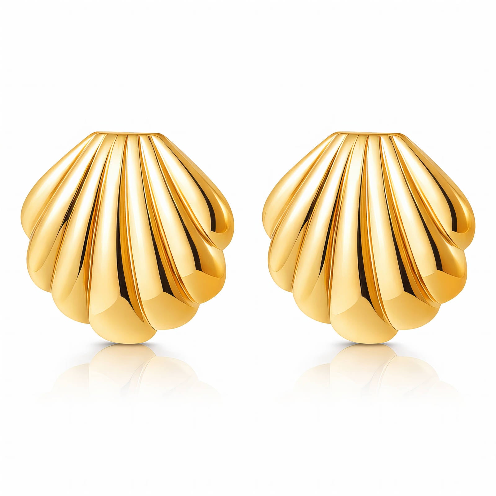 Seashells Earrings, 18K Gold Plated Steel