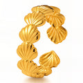 Seashells Ring, 18K Gold Plated Steel
