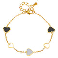 Hearts Bracelet, 18K Gold Plated Steel