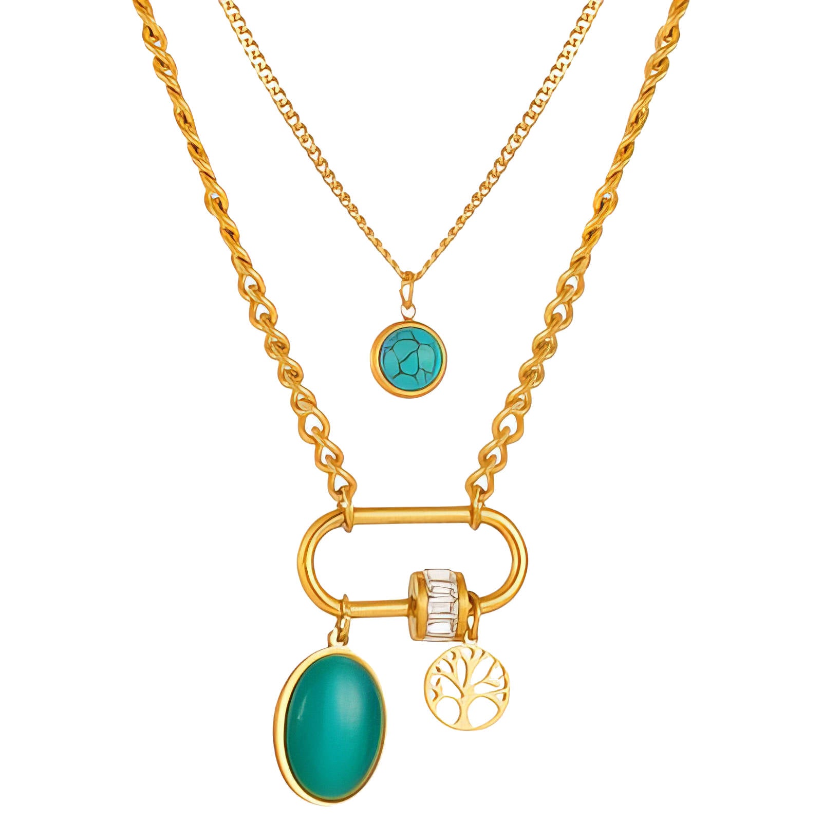 Necklace, 18K Gold Plated Steel