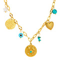 Evil Eye Necklace, 18K Gold Plated Steel