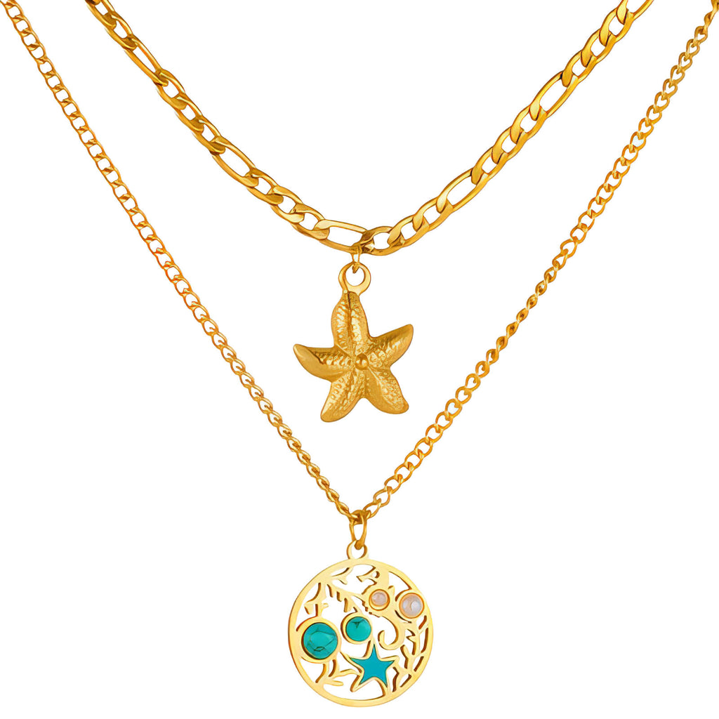 Starfishs Necklace, 18K Gold Plated Steel