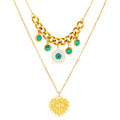 Evil Eyes Necklace, 18K Gold Plated Steel
