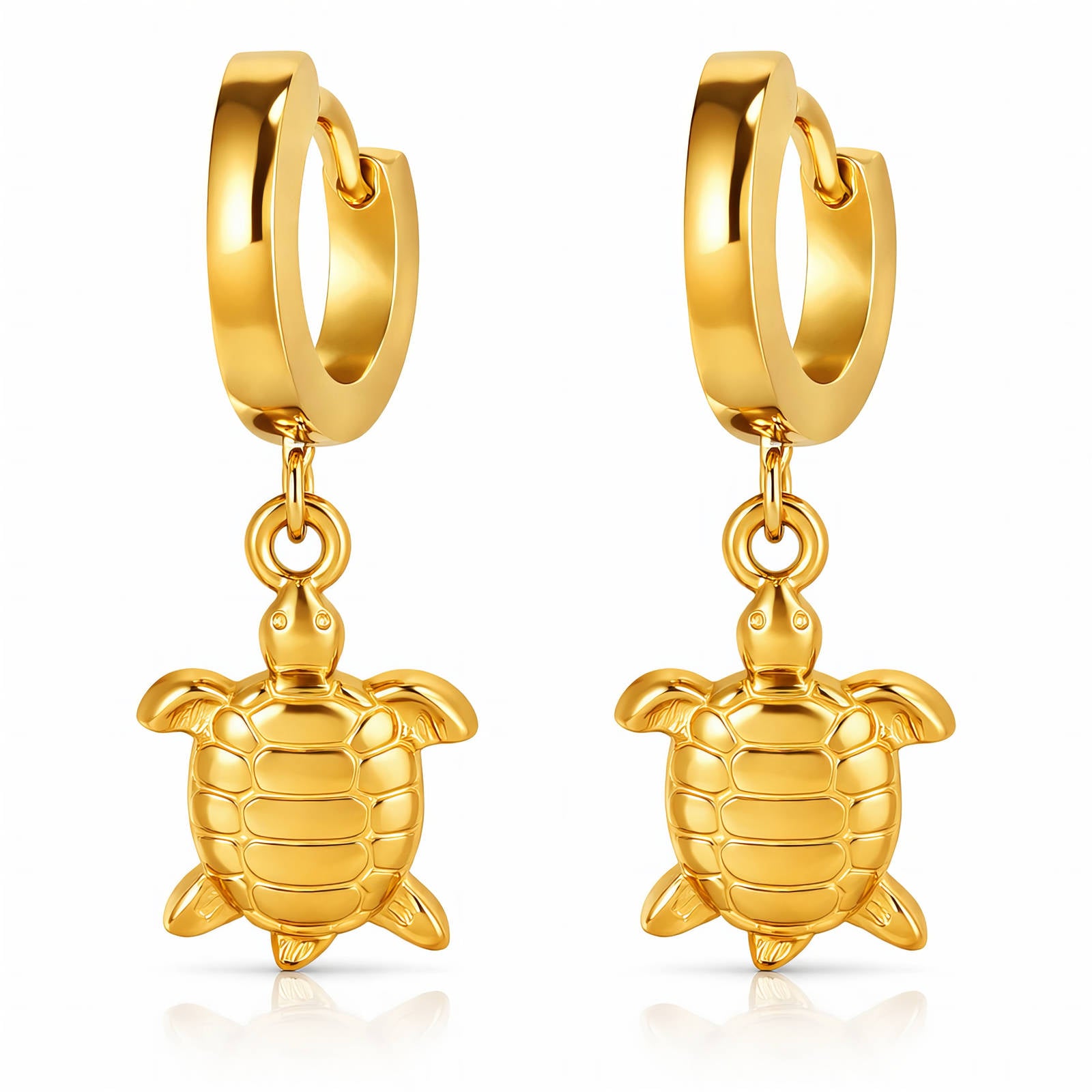 Turtles Earrings, 18K Gold Plated Steel