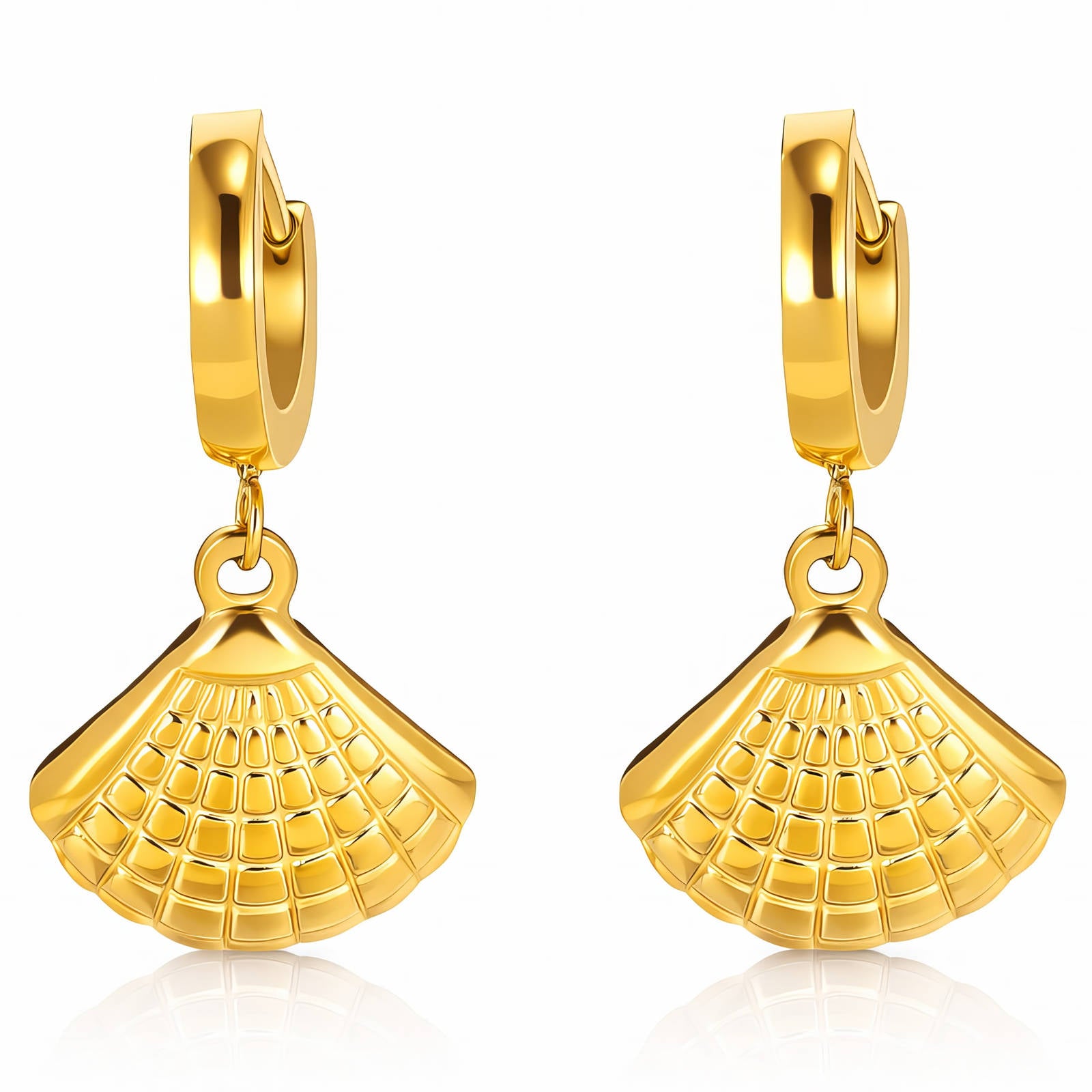 Seashells Earrings, 18K Gold Plated Steel