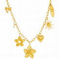 Flowers Necklace, 18K Gold Plated Steel