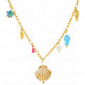 Seashells Necklace, 18K Gold Plated Steel