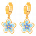 Flowers Earrings, 18K Gold Plated Steel