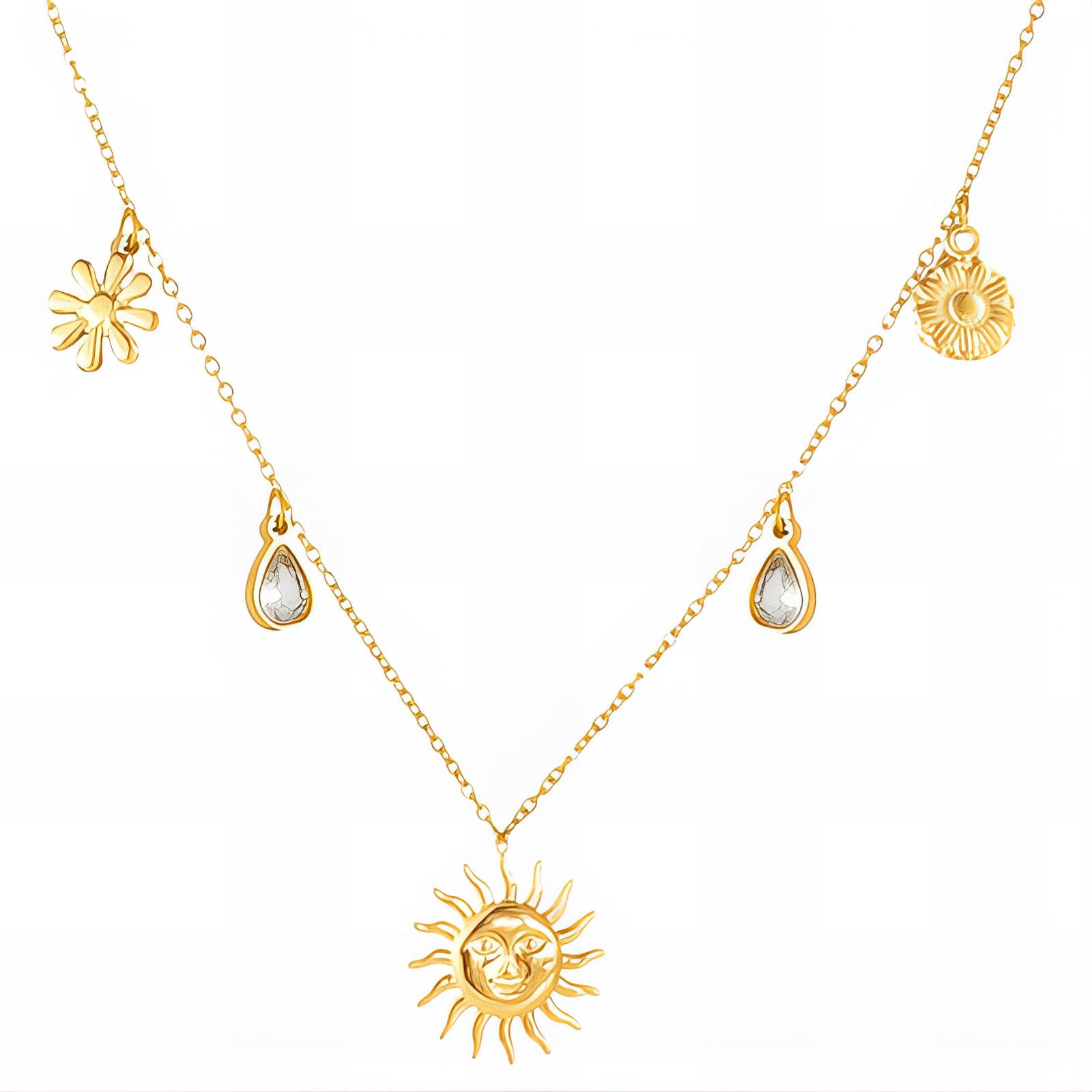 Sun Necklace, 18K Gold Plated Steel