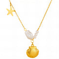 Seashell Necklace, 18K Gold Plated Steel