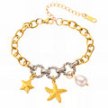 Starfish Bracelet, 18K Gold Plated Steel