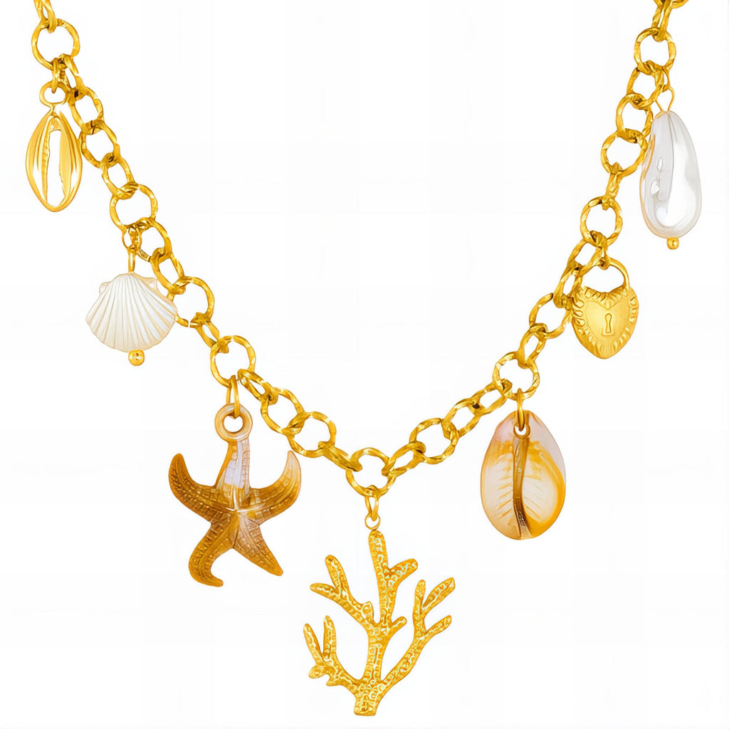 Necklace, 18K Gold Plated Steel