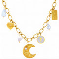 Moon Necklace, 18K Gold Plated Steel