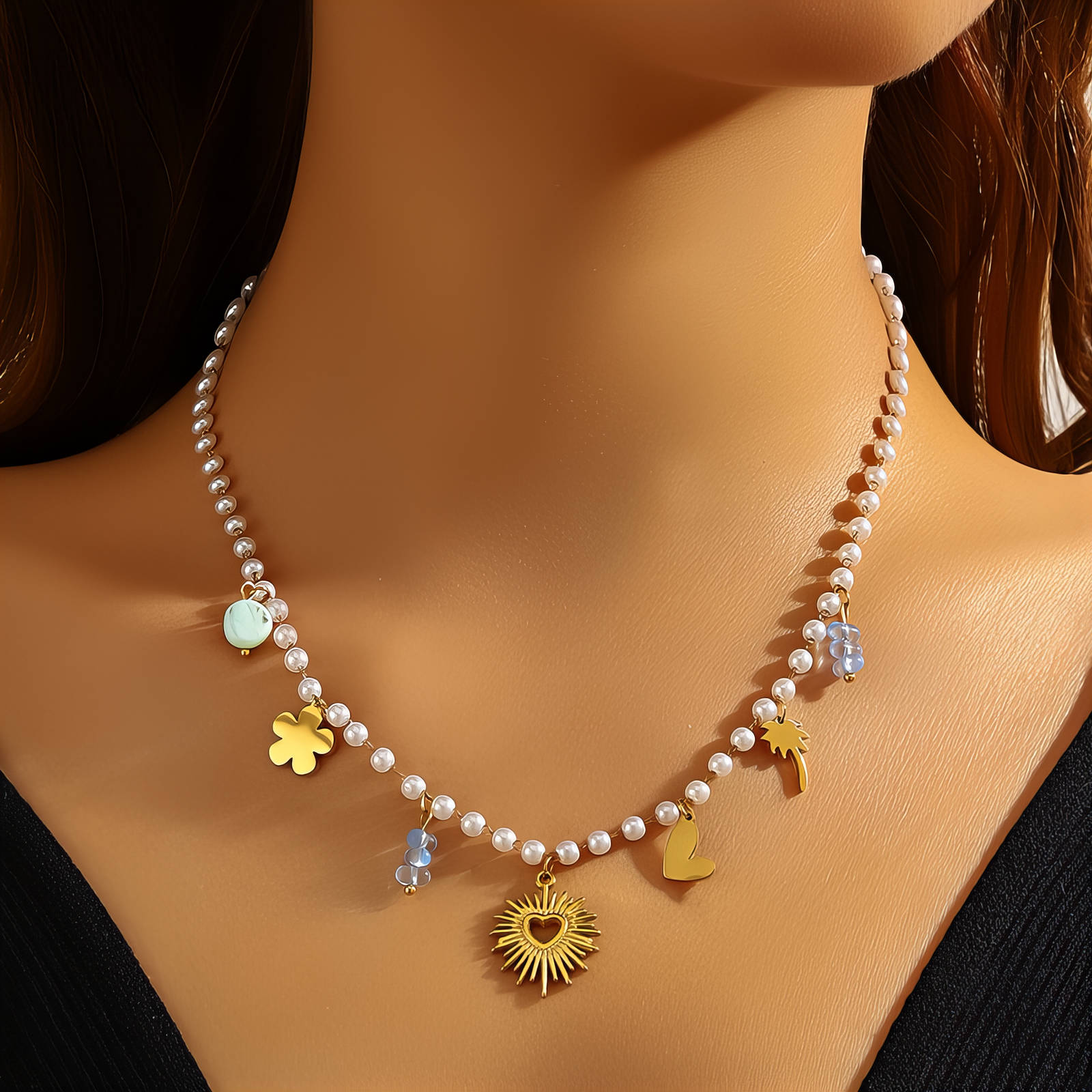Hearts Necklace, 18K Gold Plated Steel