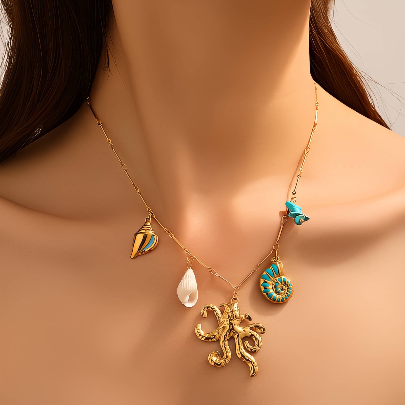 Necklace, 18K Gold Plated Steel