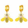 Bees Earrings, 18K Gold Plated Steel