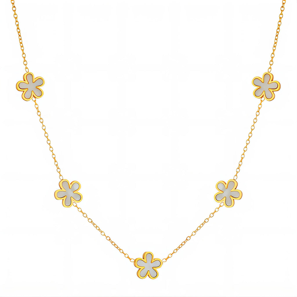 Flower Meadow Necklace, 18K Gold Plated Steel