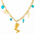 Evil eyes Necklace, 18K Gold Plated Steel