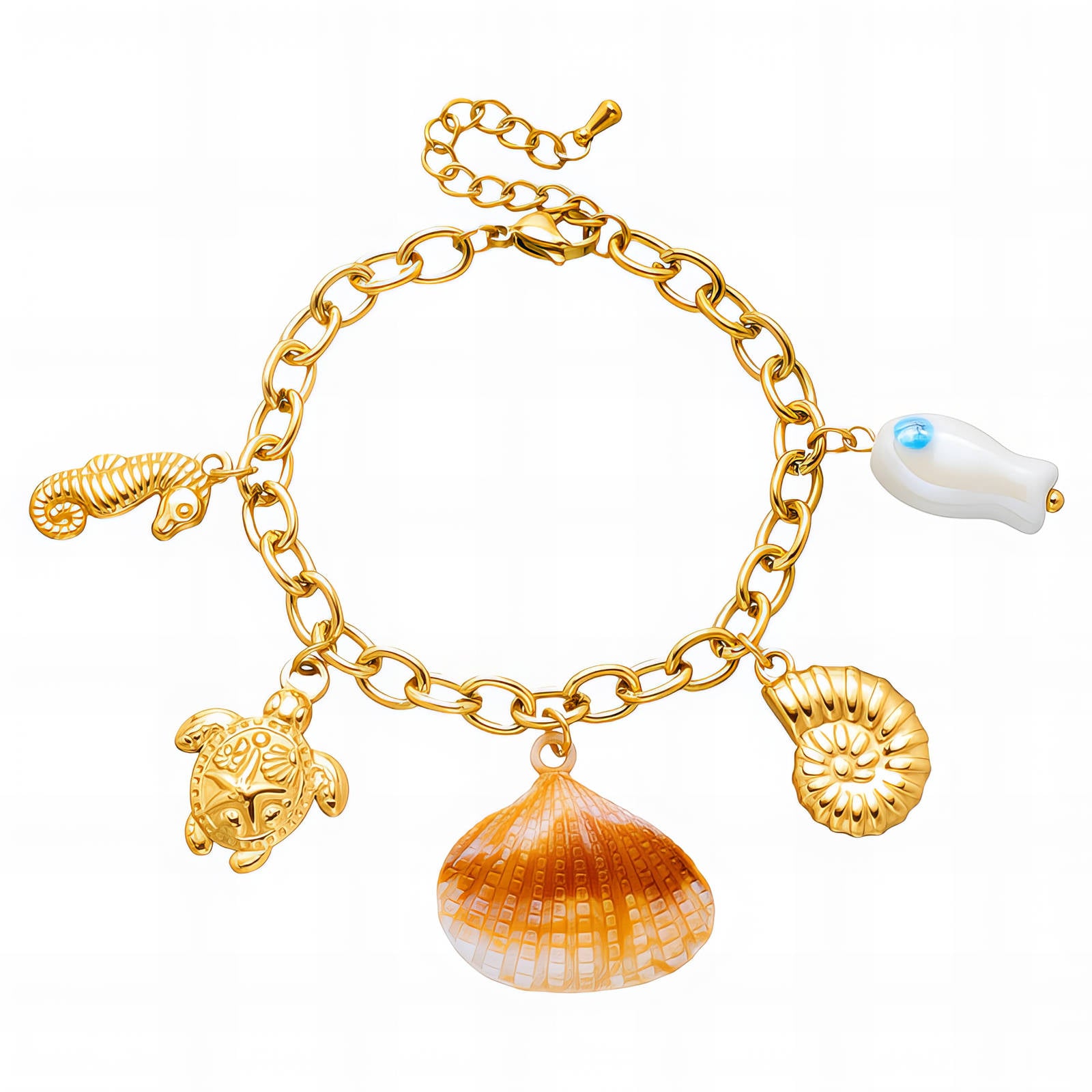 Seashells Bracelet, 18K Gold Plated Steel