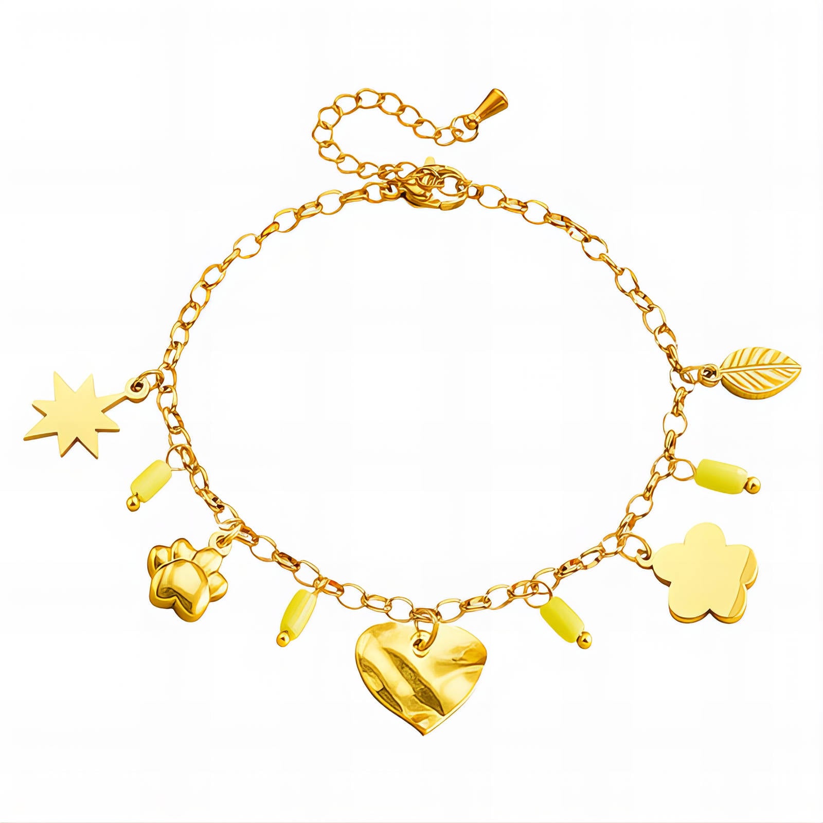 Heart Bracelet, 18K Gold Plated Steel