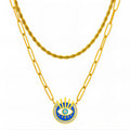 evil eye Necklace, 18K Gold Plated Steel