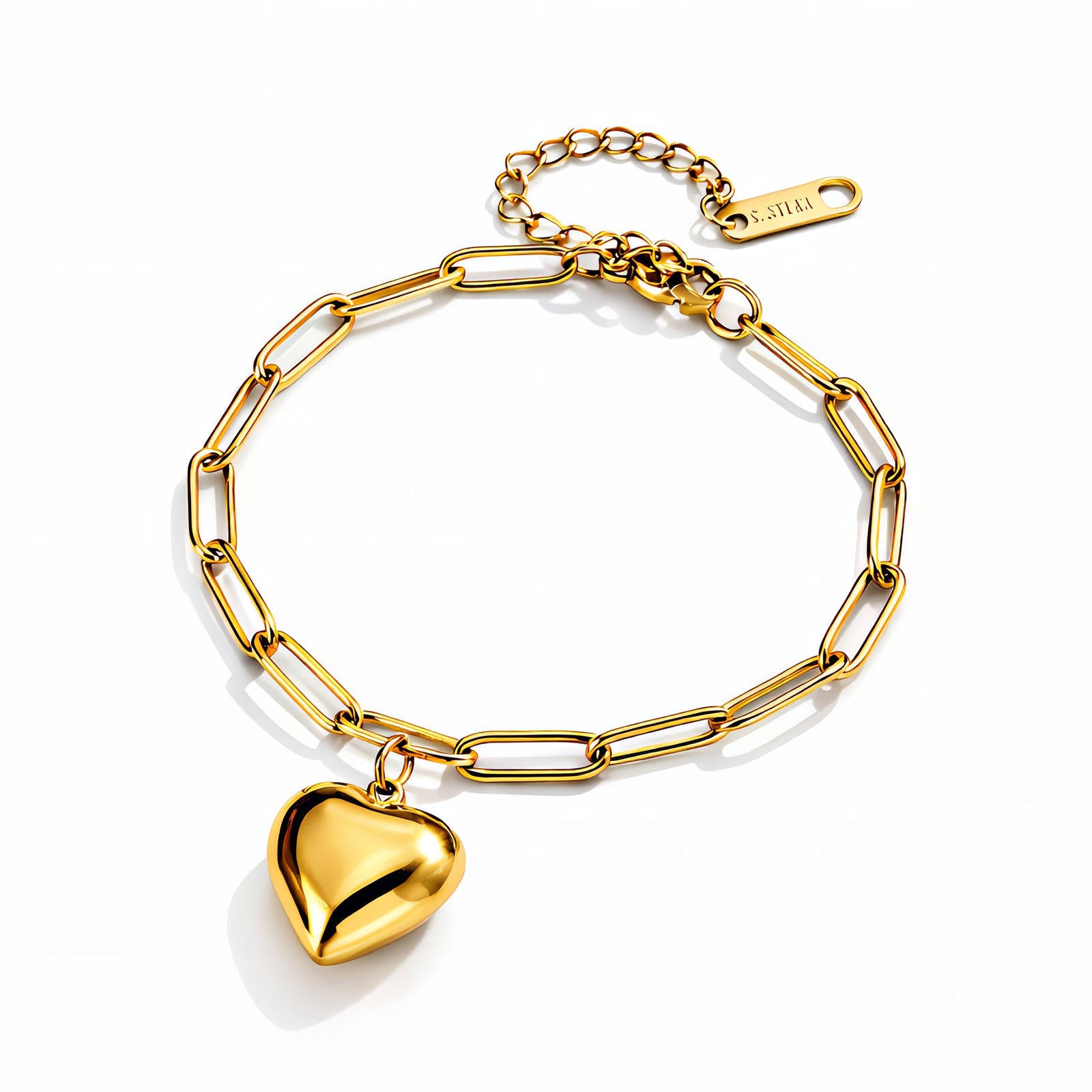 Heart Bracelet, 18K Gold Plated Steel