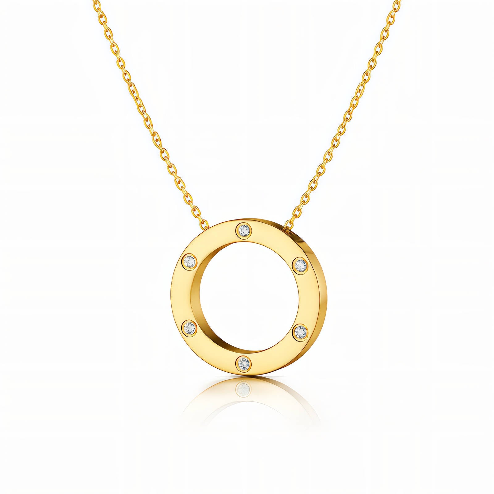 Circle Necklace, 18K Gold Plated Steel