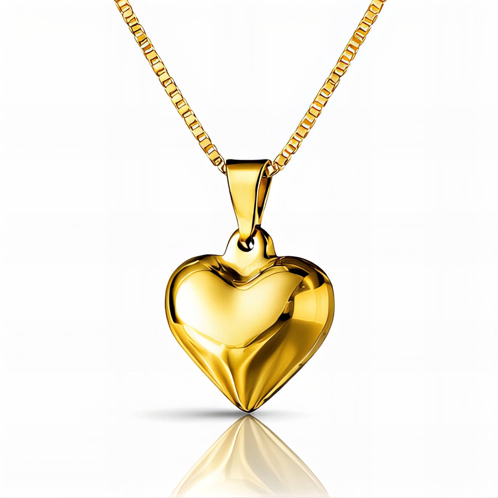 Heart Necklace, 18K Gold Plated Steel