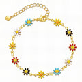 Flowers Bracelet, 18K Gold Plated Steel