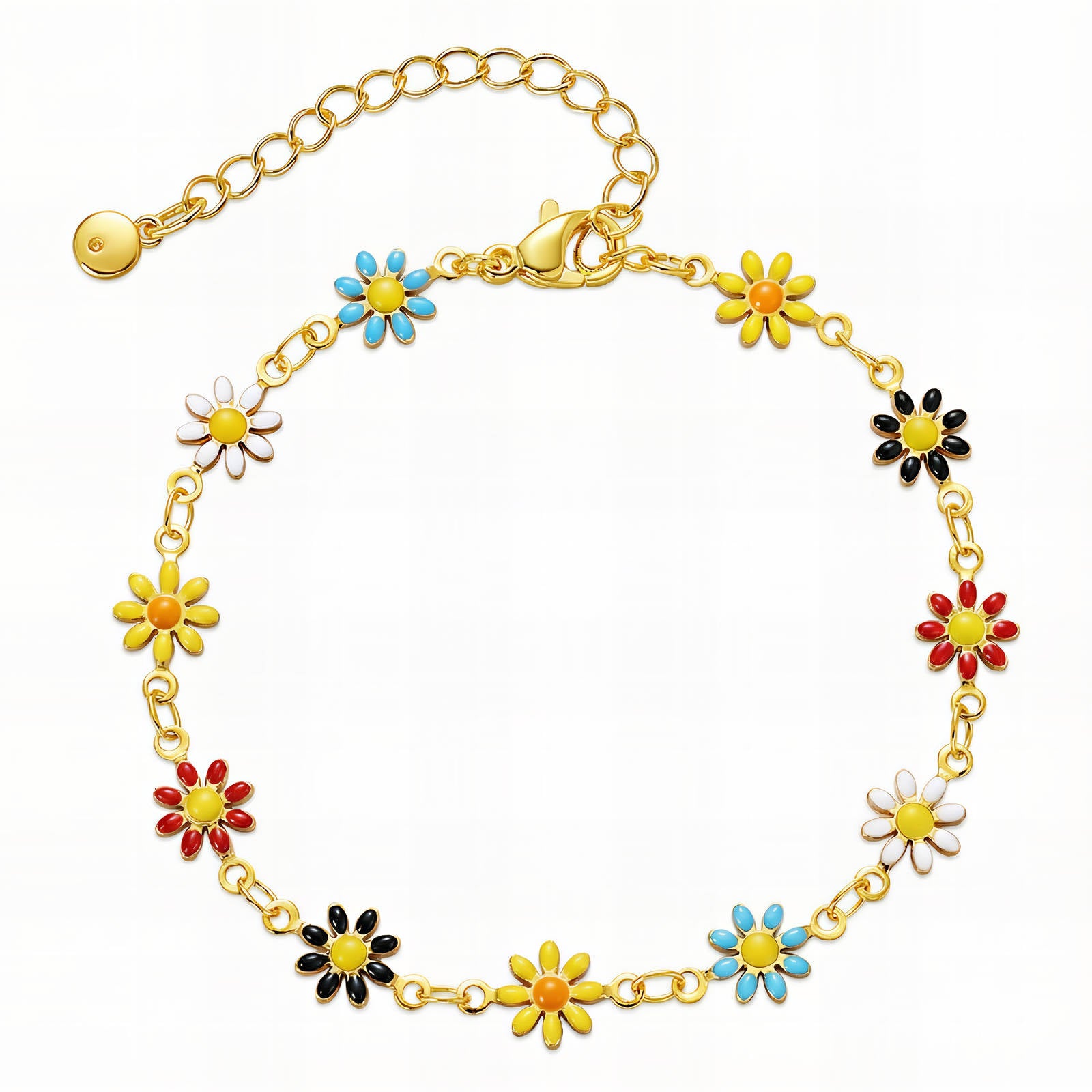 Flowers Bracelet, 18K Gold Plated Steel