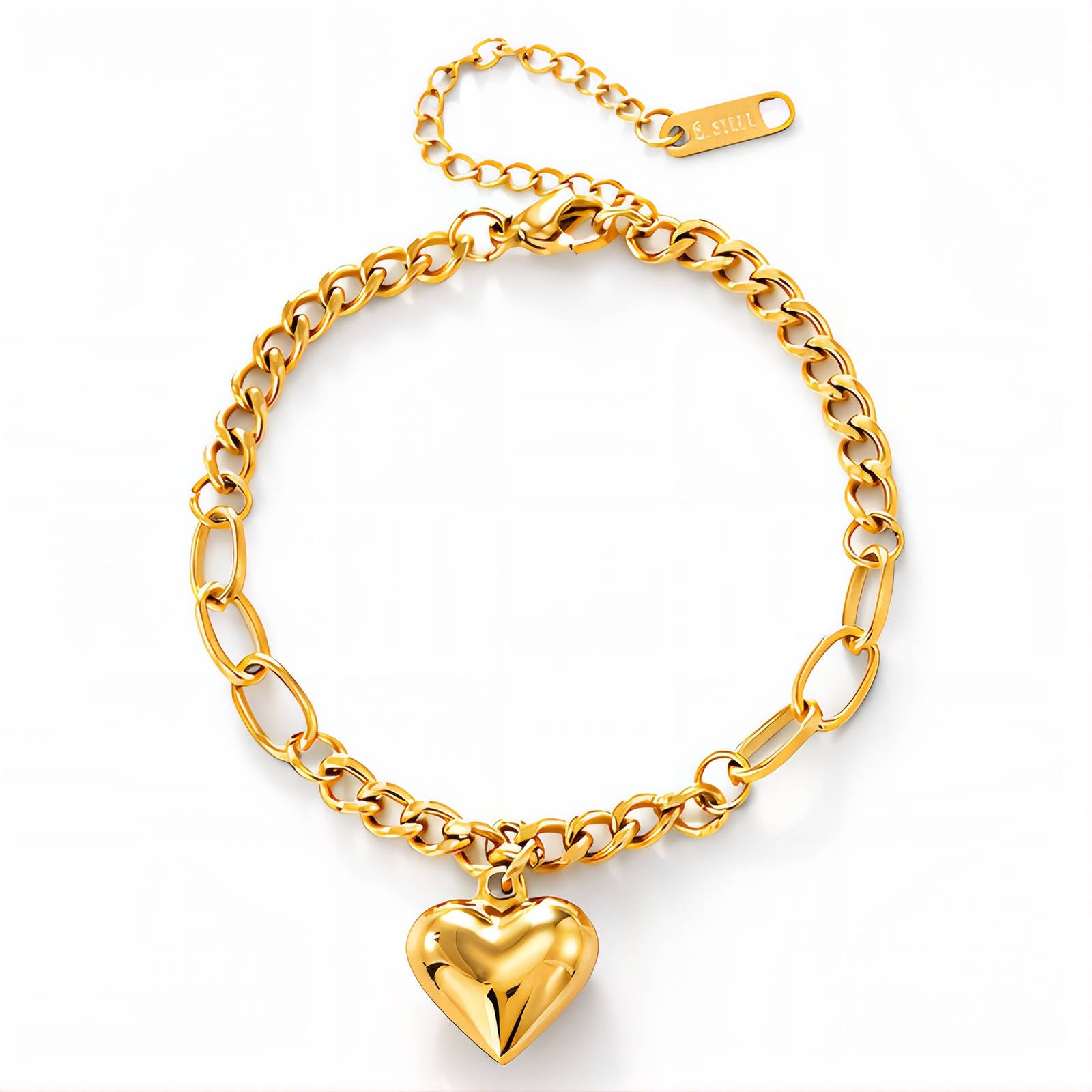 Heart Bracelet, 18K Gold Plated Steel