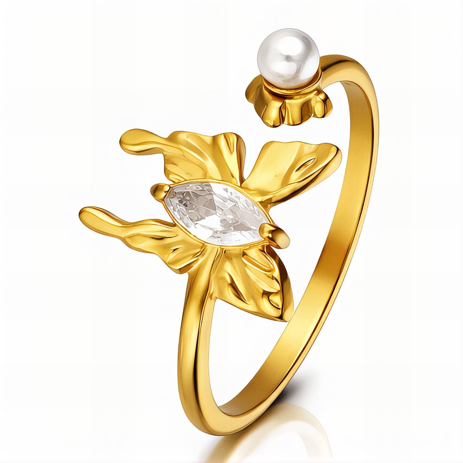 Butterflie Ring, 18K Gold Plated Steel