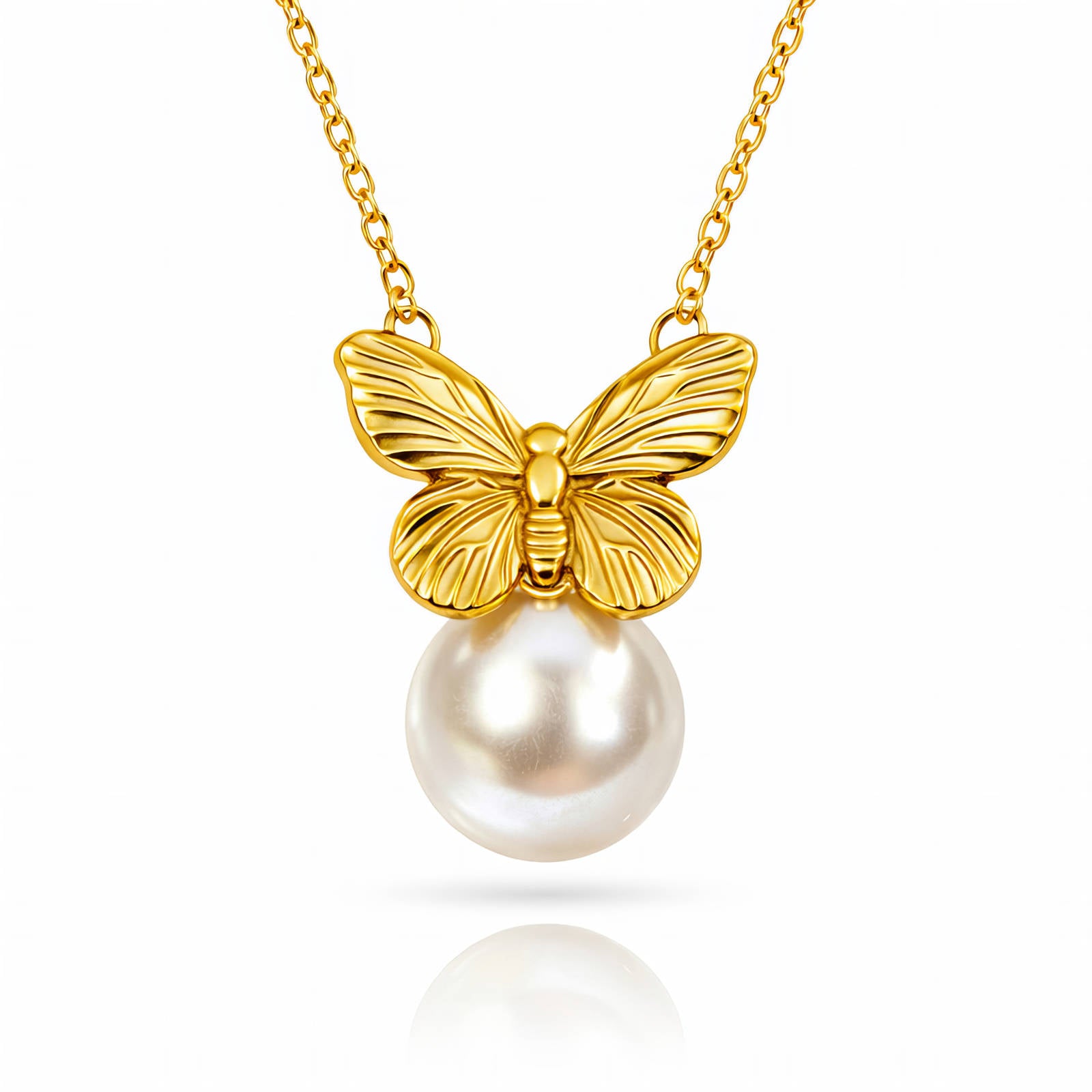 Butterflie Necklace, 18K Gold Plated Steel