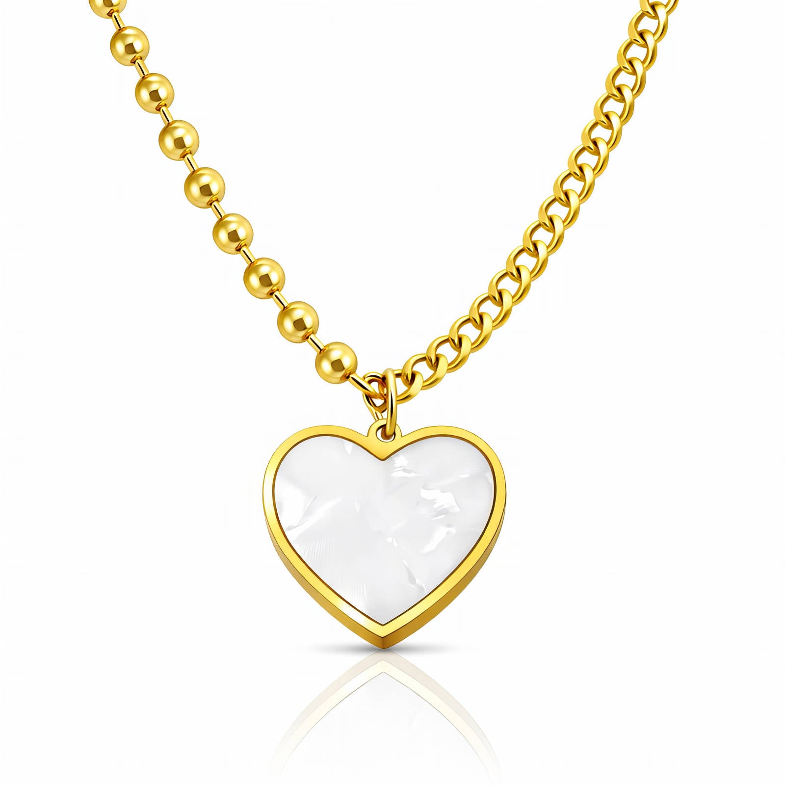 Heart Necklace, 18K Gold Plated Steel