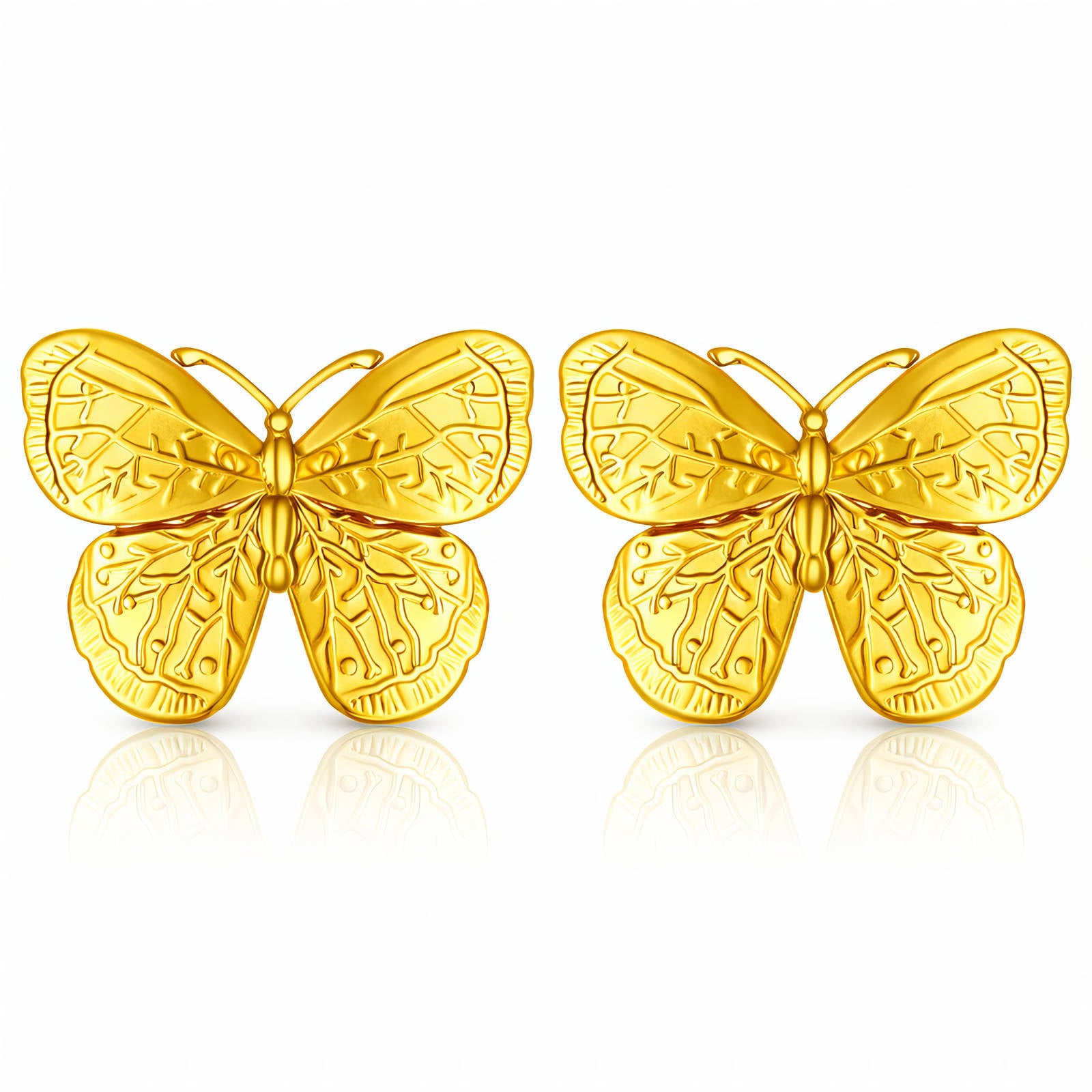 Butterflies Earrings, 18K Gold Plated Steel