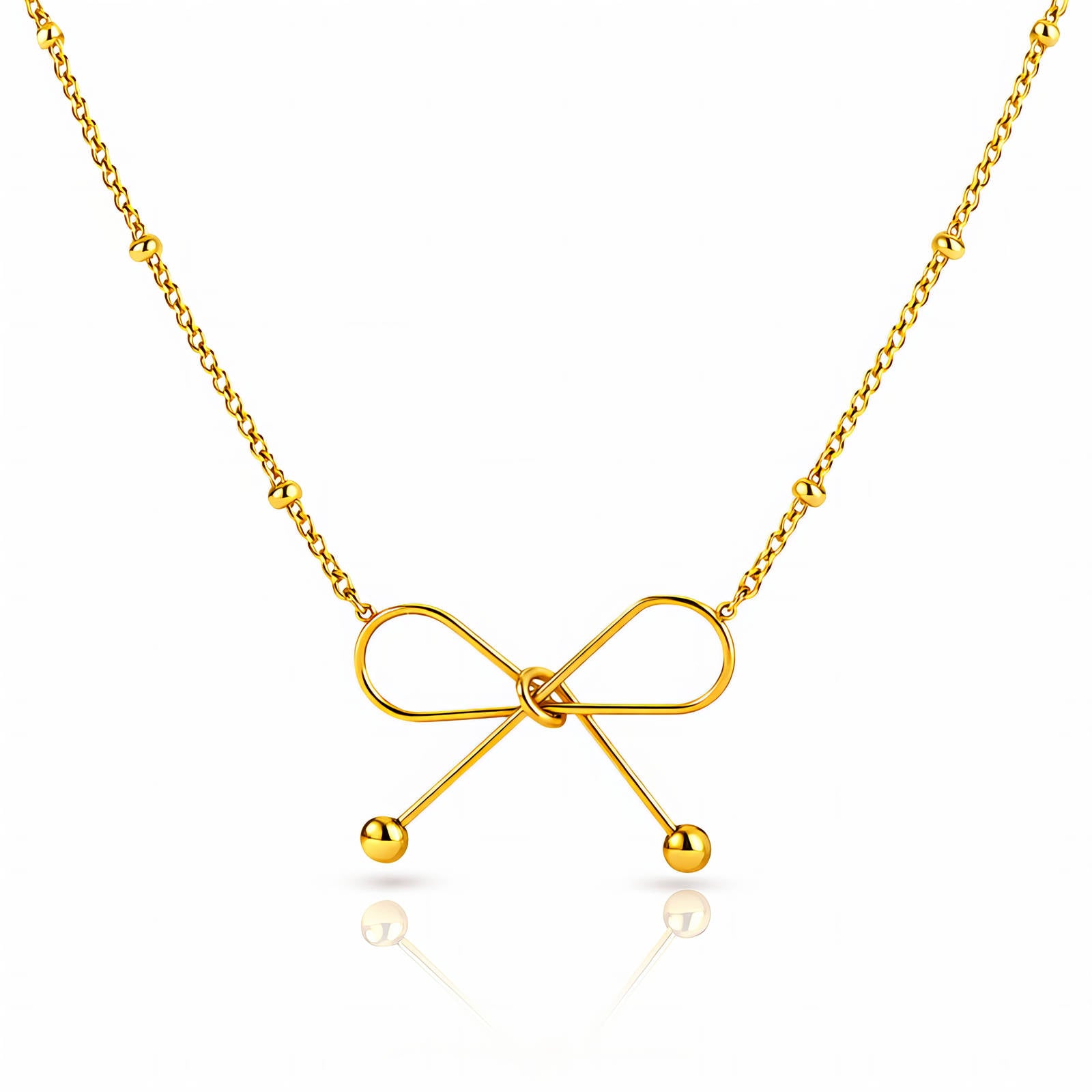 Bow Necklace, 18K Gold Plated Steel