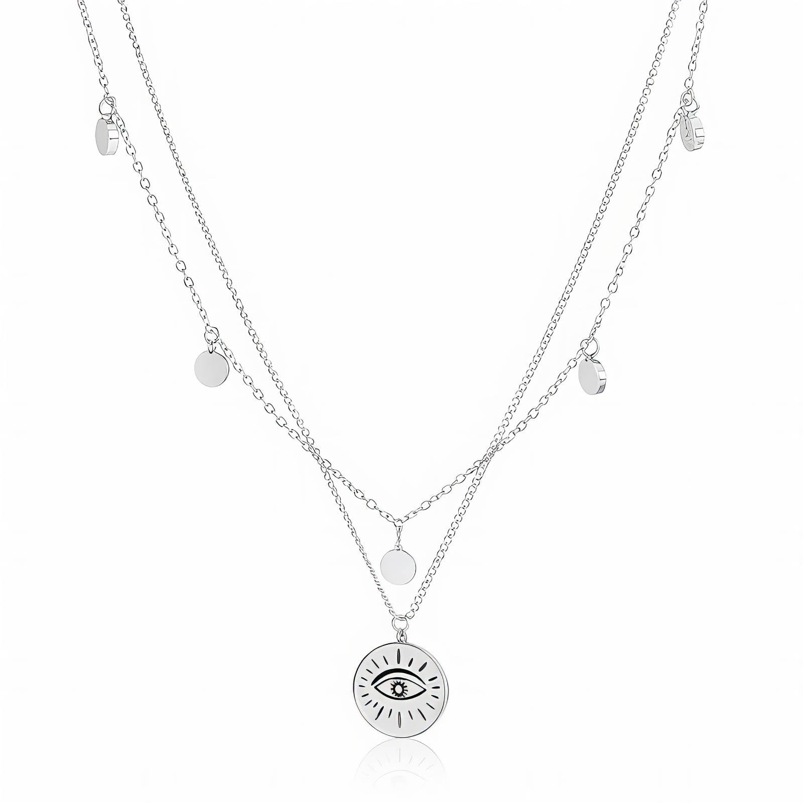 Evil Eye Necklace, Stainless Steel