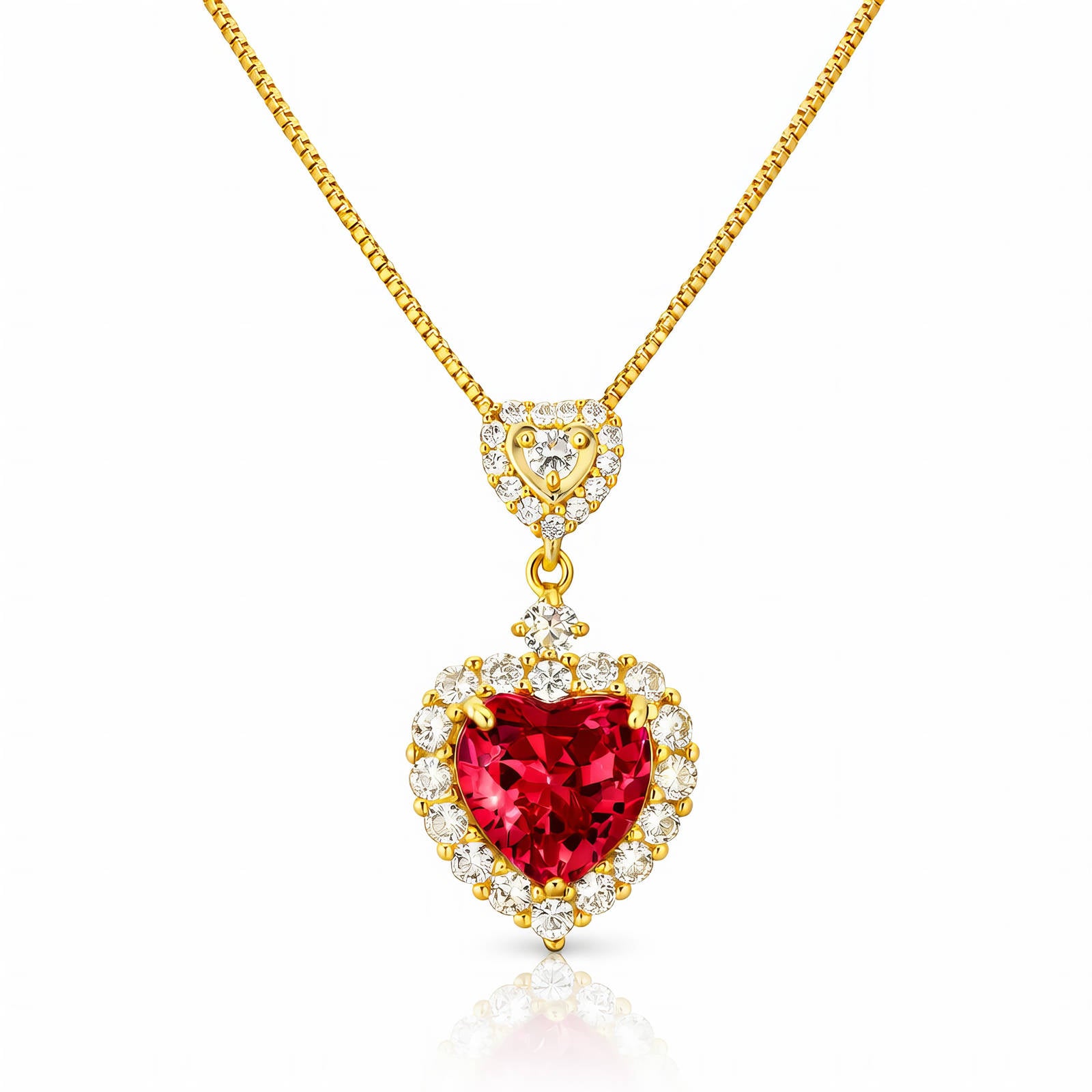 Heart Necklace, 18K Gold Plated Steel