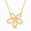 Flower Necklace, 18K Gold Plated Steel
